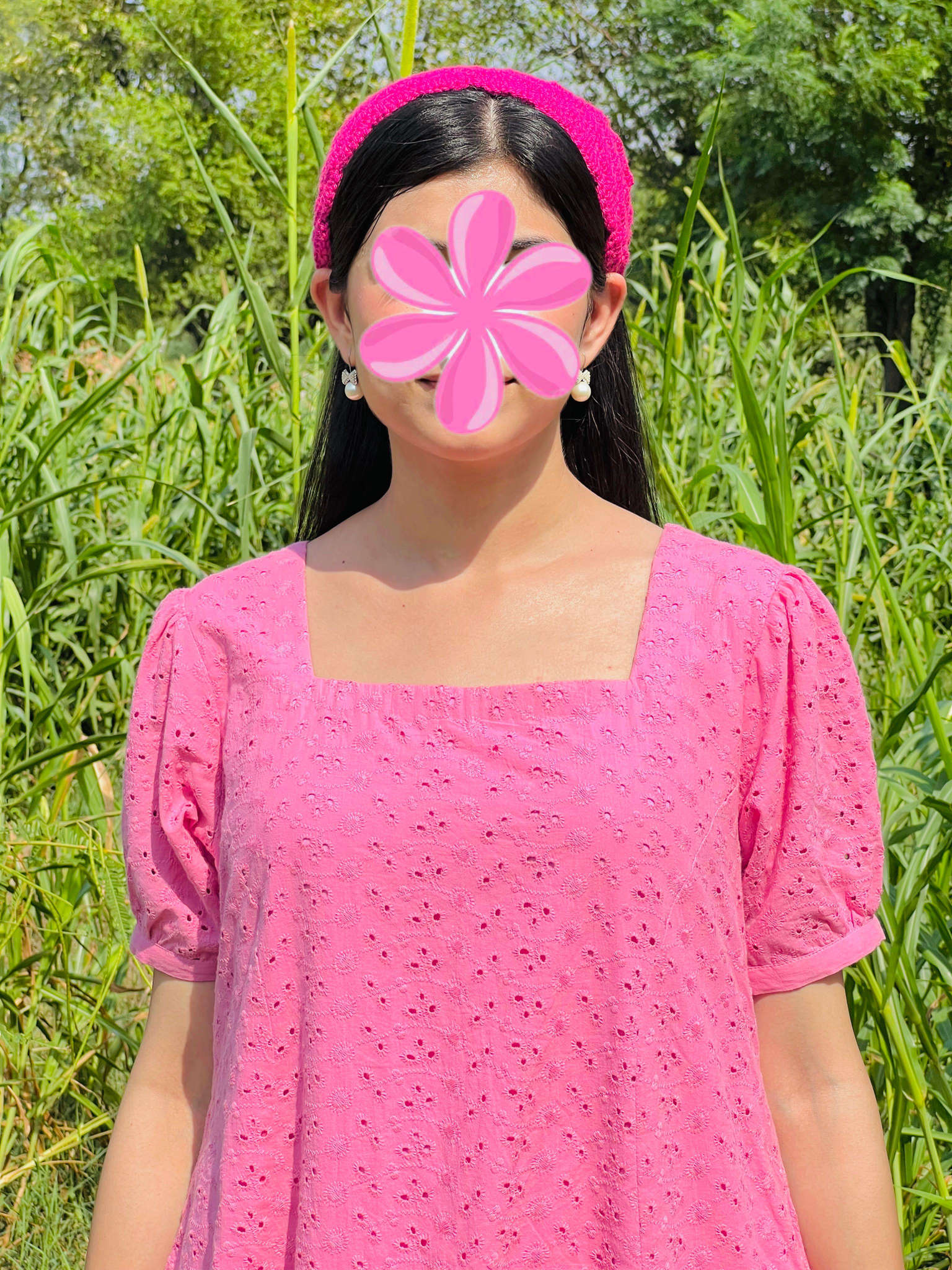 Neon Pink Chikankari Frock