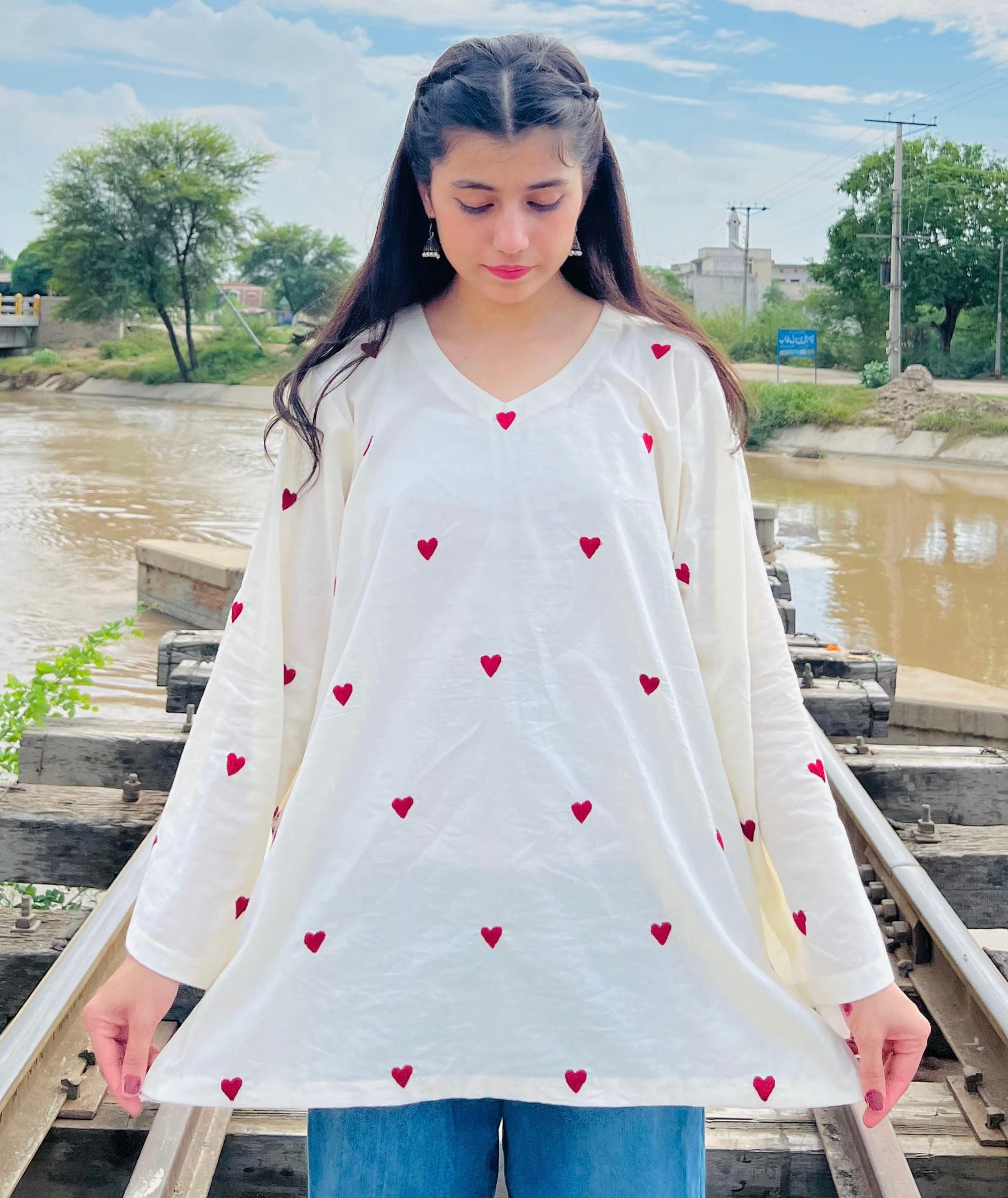 Pride Hand Embriodered Red heart Kurti