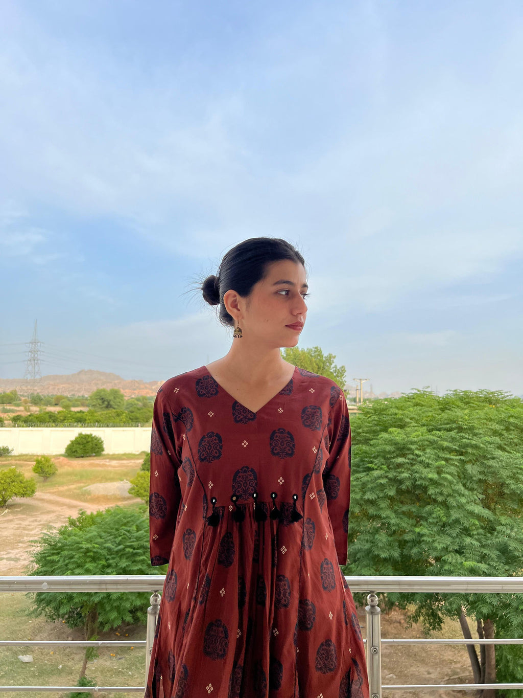 Printed Kurta with Mirror work