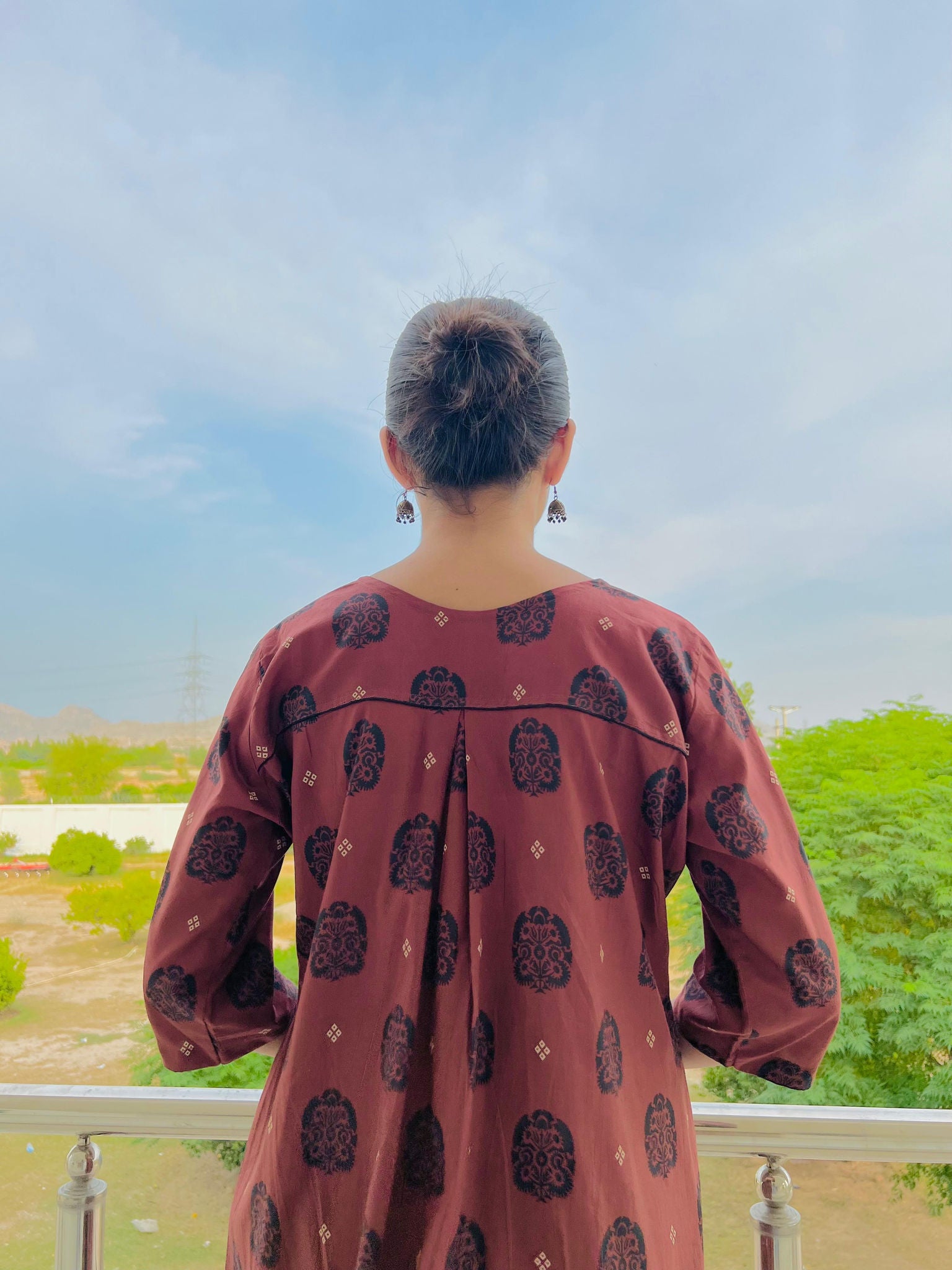 Printed Kurta with Mirror work