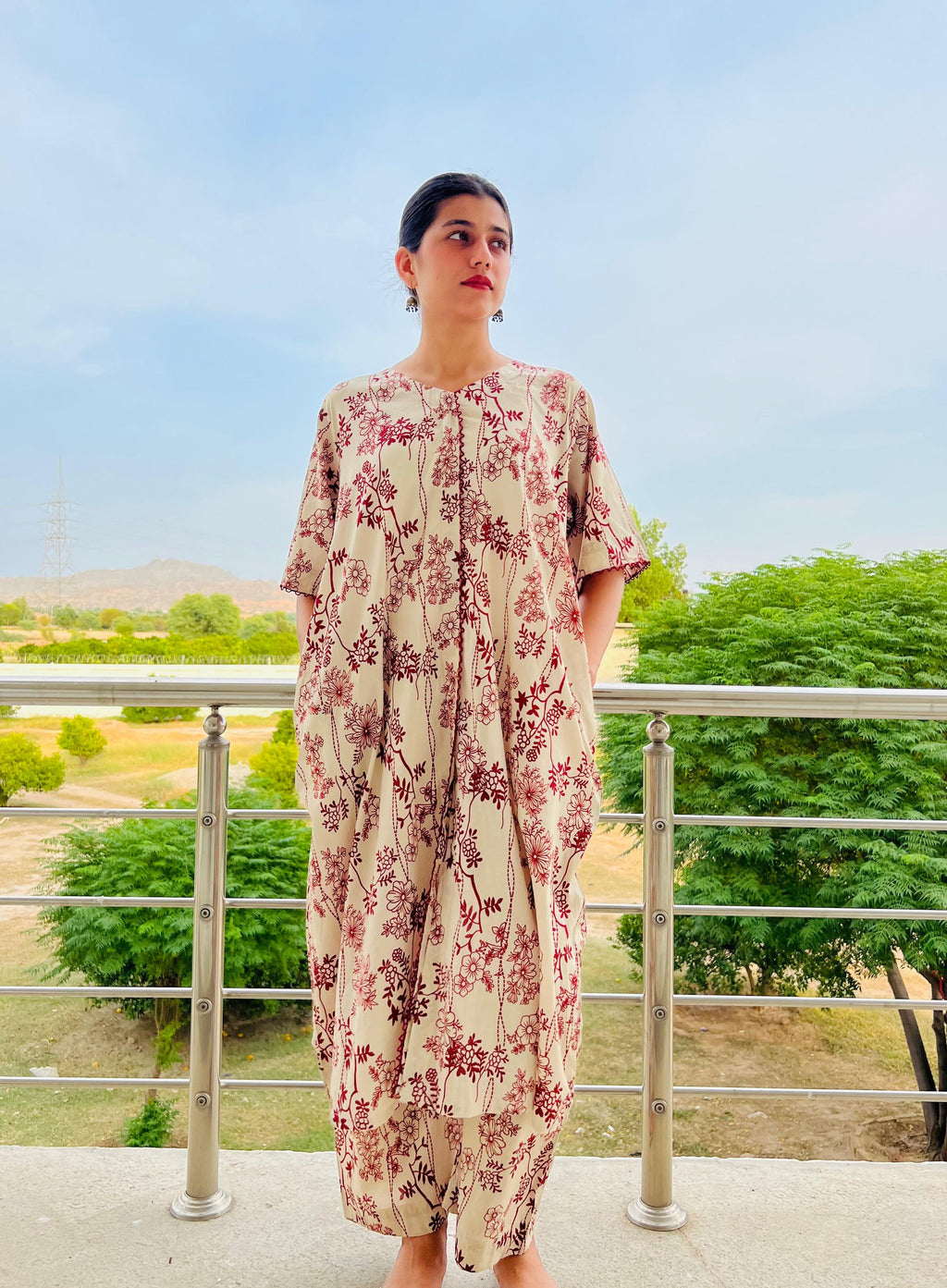 Printed Frock with Pockets -2 Piece