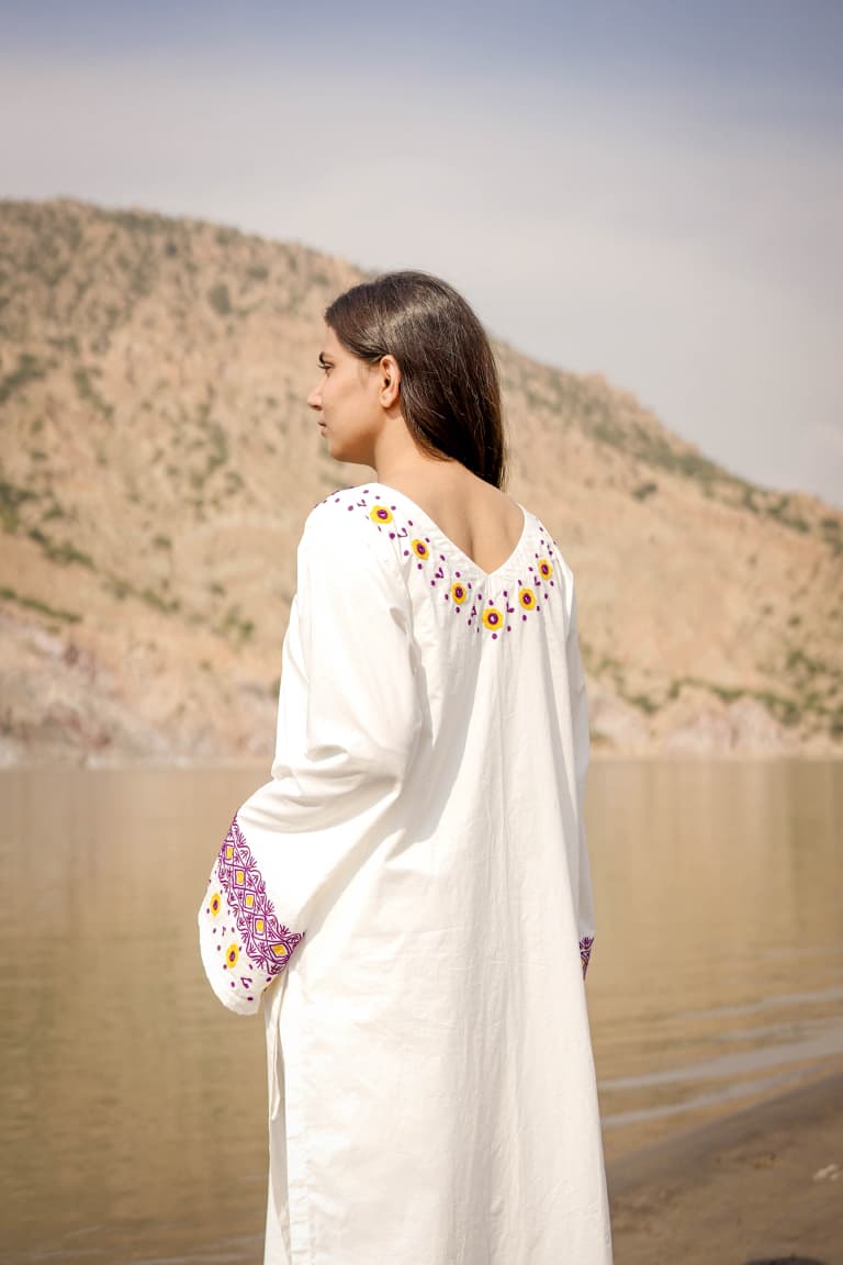 Arri Purple Embroidered Long Kurta