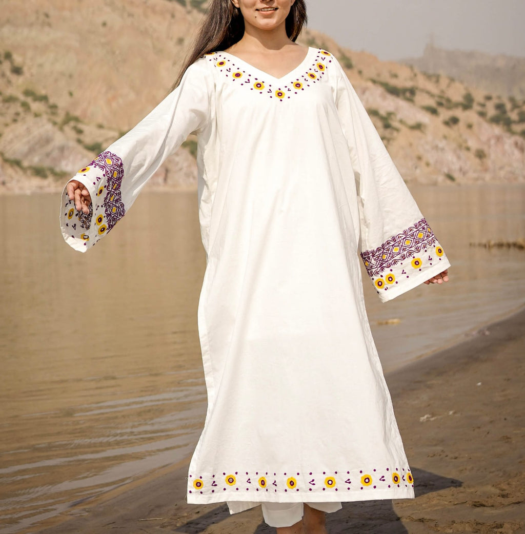 Arri Purple Embroidered Long Kurta