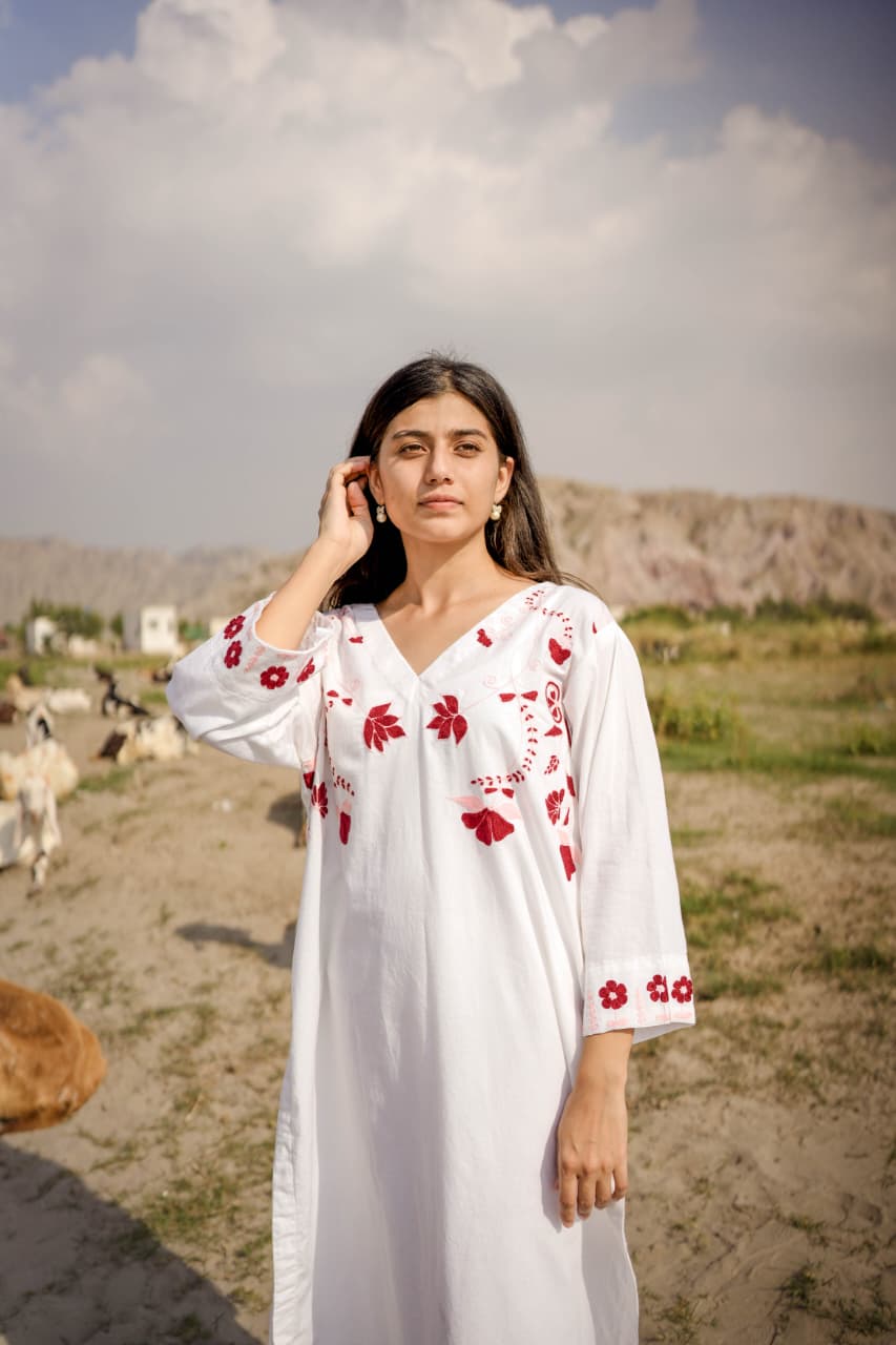 Arri Mahroon Embroidered Long Shirt